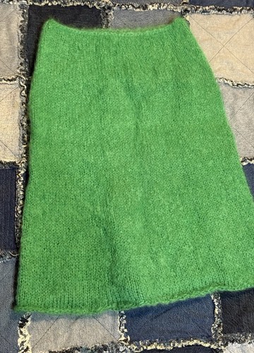 Vintage Green Skirt Women's Fuzzy Soft Mohair ? Pull Up Boho Retro Fun - Picture 7 of 9