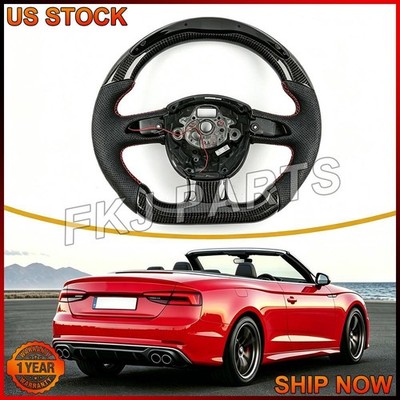 For Audi A4 A5 2004-2012 Carbon fiber Flat Customized Sport LED Steering Wheel