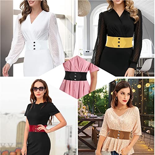 Women's Snap-Button Corset Belt Wide Elastic Belts for Dress Small Black - Picture 5 of 6