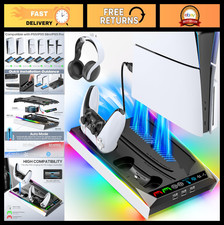 PS5 Stand Cooling Station with RGB Lights, Controller Charger, 3 USB Ports, Ad