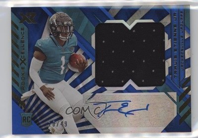 2021 Panini XR Rookie Xcellence Swatches Blue 10/49 Travis Etienne Jr Auto 1jp6