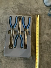 Blue Point 3pc Extended Reach Hose Grip Pliers Set…blue Handle…used