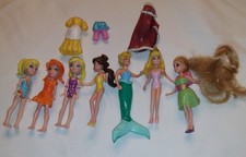 7 Dolls Polly Pocket Disney Mermaid Princess Cape Dress Orange Blue Yellow