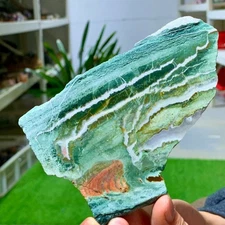 184G Natural green moss agate crystal raw stone flakes quart  specimen