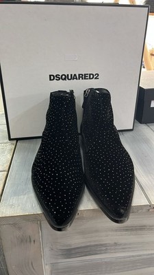 DSQUARED2 Stiefelette Herren Samt Schwarz Glänzend Größe EU 44 DQ11 (Defekt)