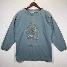 Express Sweatshirt Womens L Green Floral Jardinieres Shoulder Pads USA Made