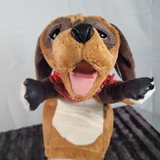 Folkmanis Dog Stage Puppet Brown Tan Plush Hand Puppet Red Bandana 3100