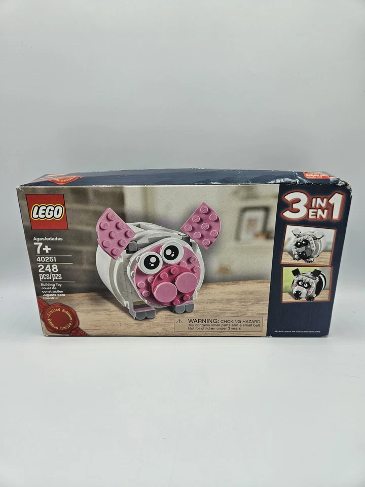 LEGO 40251 Promotional 3 in 1 Mini Piggy Bank NIB 248 Pieces 2017 Box Damaged  - Image 3 of 4