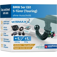 ANHÄNGERKUPPLUNG für BMW 5er E61 04-10 abnehmbar WESTFALIA +13pol E-Satz JAEGER