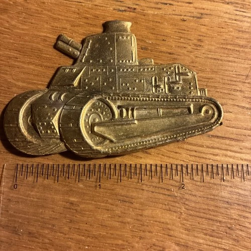 Large Ww1 French Military Metal Renault FT  Tank Insignia Badge