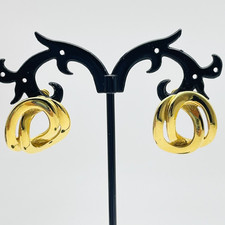 Gold Tone Knot Earrings Classic Interlocking Loop Design Pierced Retro