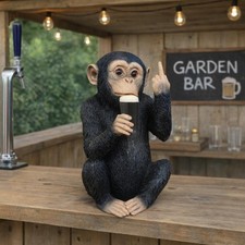 Monkey with Beer McGuinness Figurine Rude Up Yours Chimp Novelty Fun Home Decor