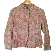 AKRIS PUNTO Floral Print Jacquard Blazer Jacket Pink Pastel, Size 6