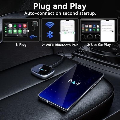 VNILRGLE WIRELESS ANDROID AUTO ADAPTER WIRELESS CARPLAY ADAPTER BY6969C - BLACK