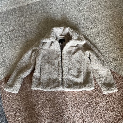 Banana Republic XS Faux Fur Sherpa Short Coat Taupe Classic Streetwear