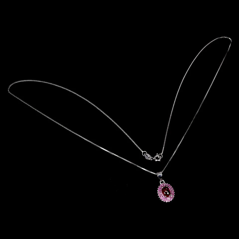 925 Sterlingsilber Halskette Oval Rubin 7x5mm Natürlicher Edelstein Schmuck 1 - Bild 2 von 4