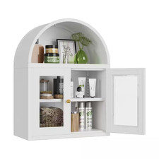 31 In. H X 24 In. W X 12 In. D Display Arched Wall Cabinet, Bathroom Wall Mounte