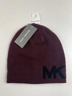 Michael Kors Hat Beanie Reversible One Size Burgundy Knit MK  display picture 1