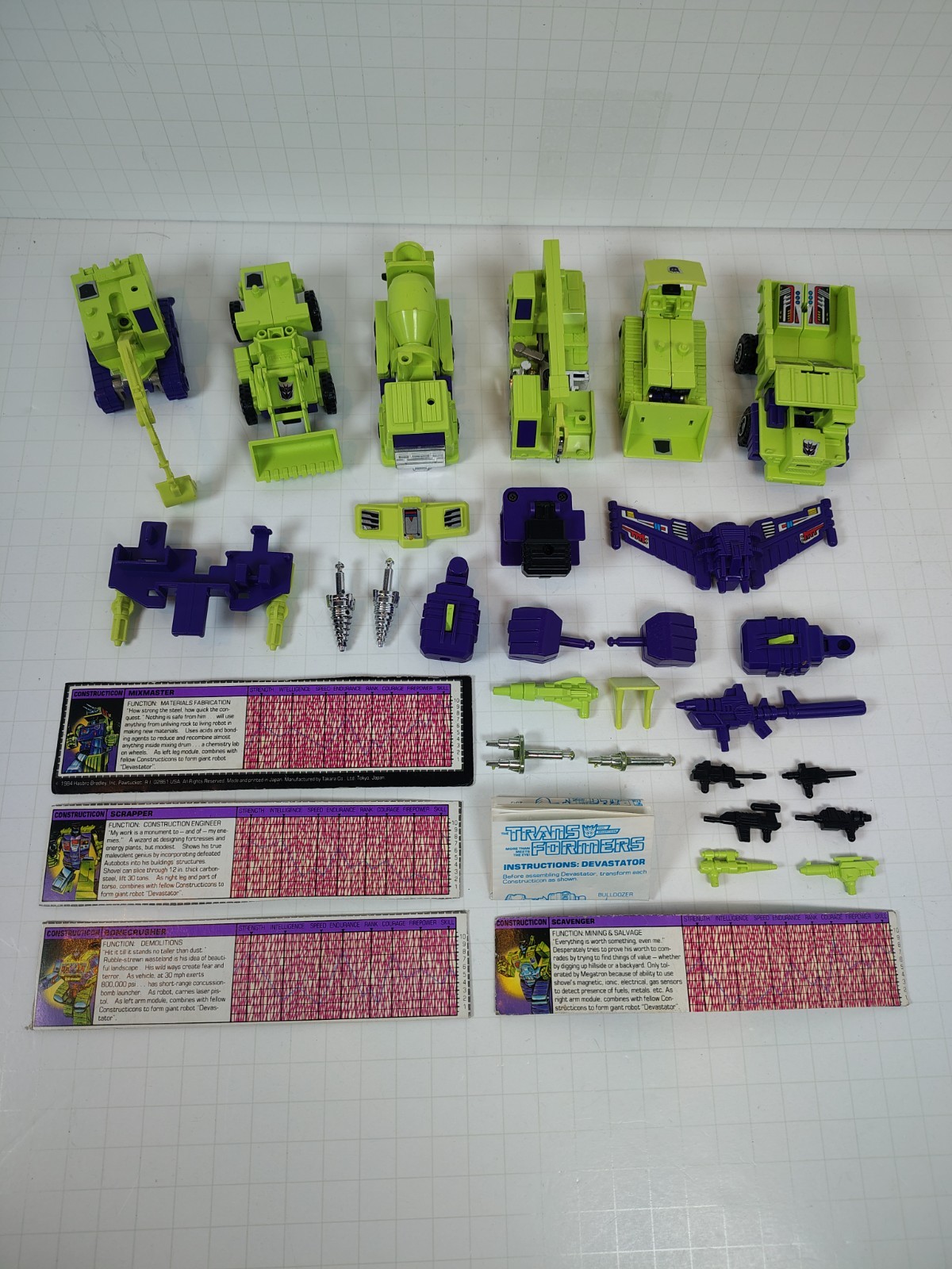 Transformers G1 Vintage Constructicons Devastator #2 100% Complete Techs Takara