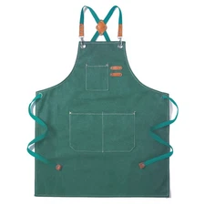 Tosewever Canvas Cross Back Chef Cotton Aprons for Men Women with Large Pocke...