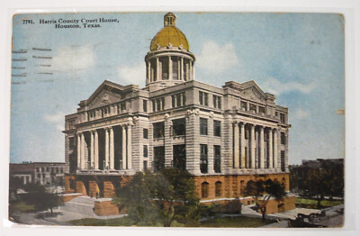 Harris County Houston TEXAS Criminal Civil Court House Postcard ANTIQUE 1919