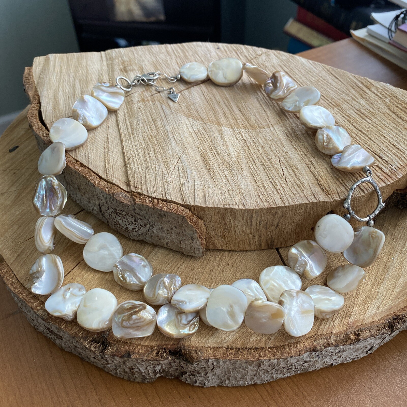 Silpada Sterling Silver Iridescent Mother of Pearl Shell Swag Necklace N1825