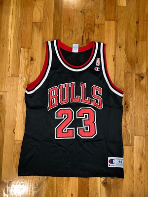 MICHAEL JORDAN Champion CHICAGO BULLS Black Jersey 44 NBA Pippen