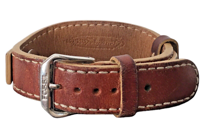 Fossil Quartz Watch JR-8180 Brown Leather Cuff Flowers 