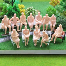 P2510 12pcs Model Train 1:25 Figures G SCALE Unpainted People Seated