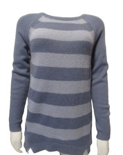 Ann Taylor Loft Blue Stripe Wool Blend Boat Neck Raglan Hi-Low Sweater Top S NWT