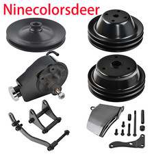 Complete Power Steering Pump Lwp Steel Pulley Bracket Kit For Sb Chevy 350 Black Complete Power Steering Pump Lwp Steel Pulley Bracket Kit For Sb Chevy 350 Black
