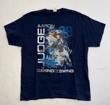 New York Yankees Mens Blue T-Shirt King Of Swing Home Run Aaron Judge Size XL