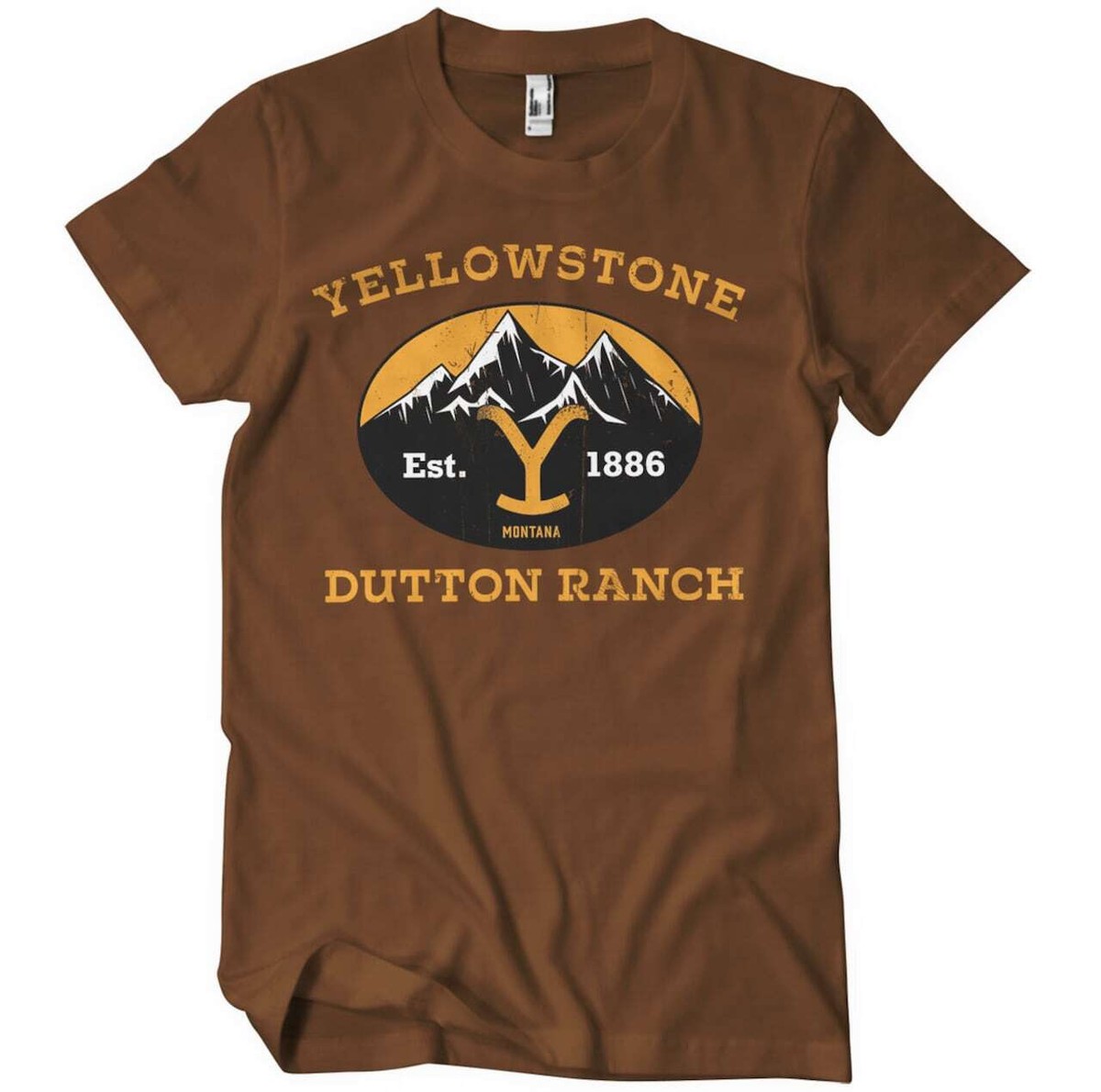 Yellowstone Dutton Ranch T-Shirt For Men - Grey Marl Graphic Tee, Short Sleeve, Western Train Station Design - View #5