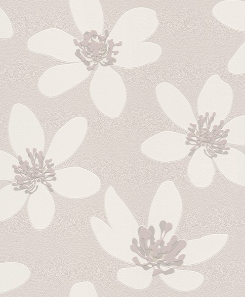 Rasch Tapete Vlies Bestseller 700145 Blume BlüTe Weiß Taupe Stylisch Vliestapete-image