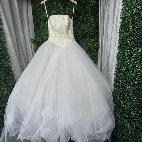 OLEG CASSINI Wedding Dress 8 Sparkle White Princess Cinderella Gown Fluffy C099 - Picture 13 of 20
