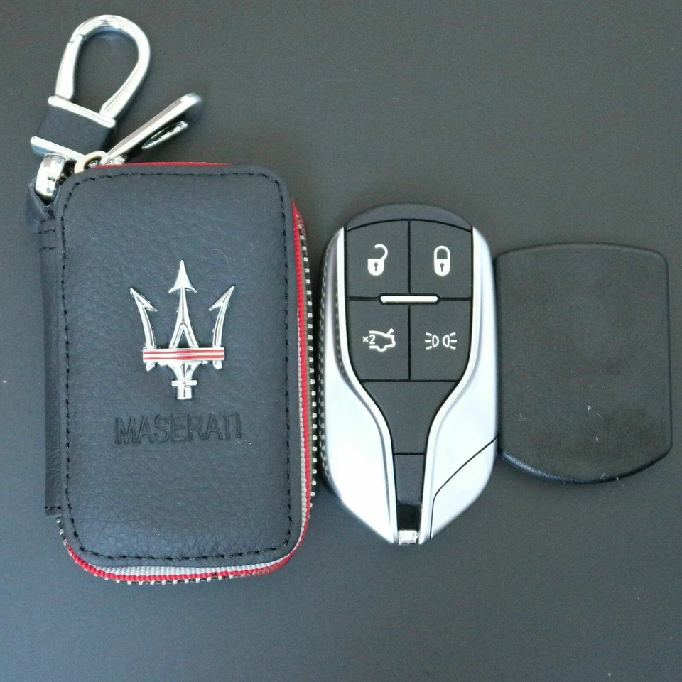 Maserati Levante Quattroporte Ghibli Handstitched Leather Key Ring Chain Cover - Immagine 3 di 4