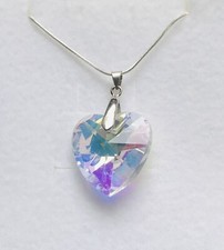 Sale Stunning Ab White  Murano Crystal Pendant On A 925 Silver Chain 2