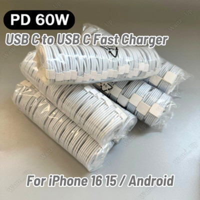 For iPhone 15 16 Pro Android USB-C to USB-C Cable Fast Charger Type C Cord Lot
