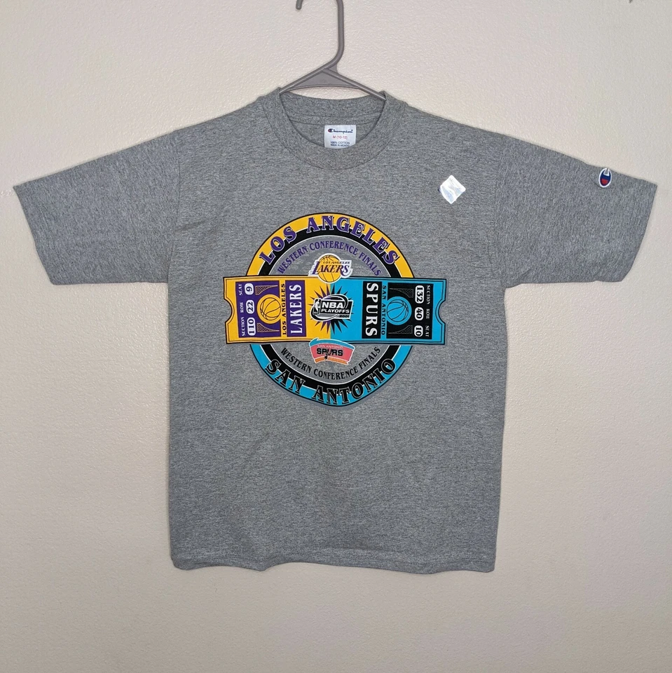 Camiseta De Colección Lakers Spurs 2001 Finales de la Conferencia Oeste Juvenil Mediana LA Nueva Foto 2 de 4