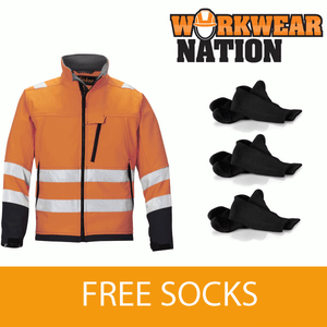 Class 3 Snickers 1213 Orange Water Repellent High-Vis Soft Shell Jacket