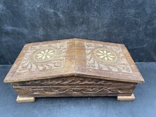 Vintage Hand Carved Wooden Trinket Box Made In Oberommergau Germany GA56