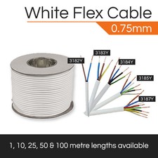 WHITE H055V-F FLEX CABLE 0.75MM 2 CORE - 7 CORE FLEXIBLE MAINS CABLE 1M-100M