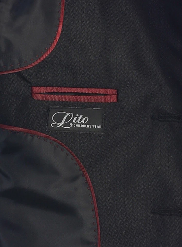 Traje marrón con patrón de espiga de dos botones para niños talla 6 Foto 2 de 2