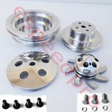 Big Block Chevy Polished Aluminum Pulley Set Long Pump Bbc Lwp 396 402 427 454
