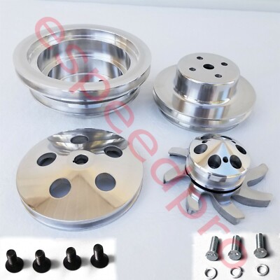 Big Block Chevy Polished Aluminum Pulley Set Long Pump BBC LWP 396 402 427 454