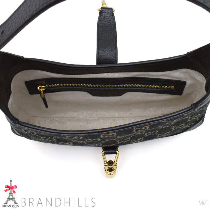 Gucci Handbag Women Jackie 1961 Small GG Denim Leather Black Gucci Handbag Women Jackie 1961 Small GG Denim Leather Black