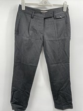 Prada Women Virgin Wool Pleated Gray Pinstripe Dress Pants Trousers Slacks Sz 38