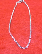  9 1/2 INCH 14KT WHITE  GOLD EP SMALL ROPE ANKLET