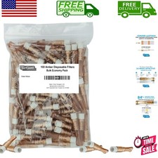 100 Pack Amber Disposable Filters - Extra Long for Smoother Cigarette Experience