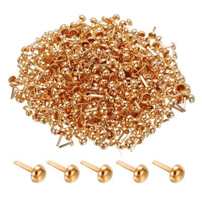 500pcs 8x16mm Mini Brads Round Paper Fasteners for Art Crafting, Rose Gold